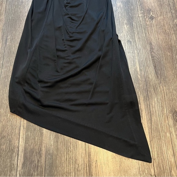 NWT BeBe Vibrant Asymmetrical Draped Dd black Dress. V neckline Size XXS - Picture 11 of 16